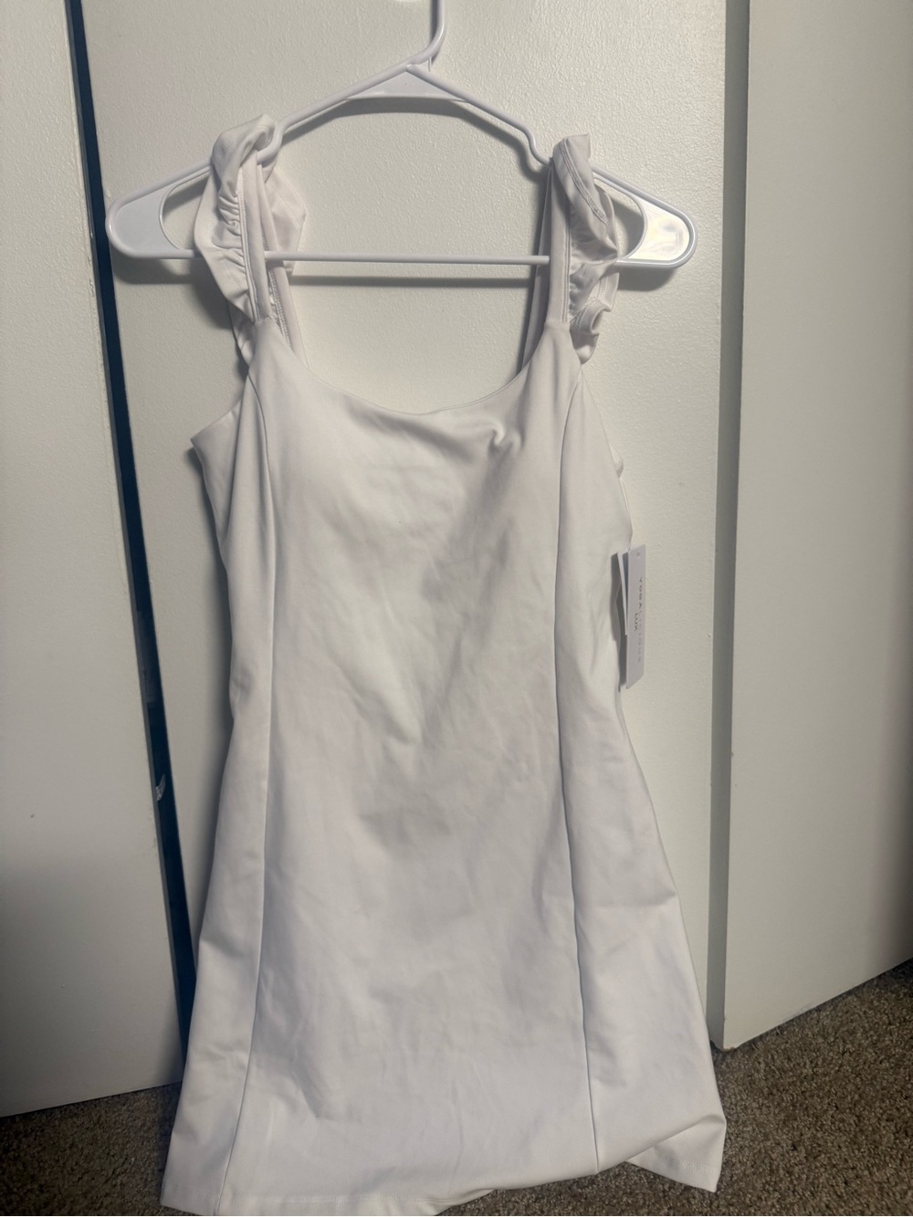 Yogalicious White Ruffle Strap Women's Tank Dress